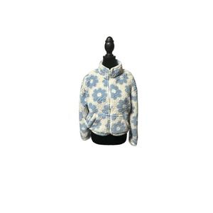 Pacsun Cream Fleece with Light Blue Flowers‎ size XS